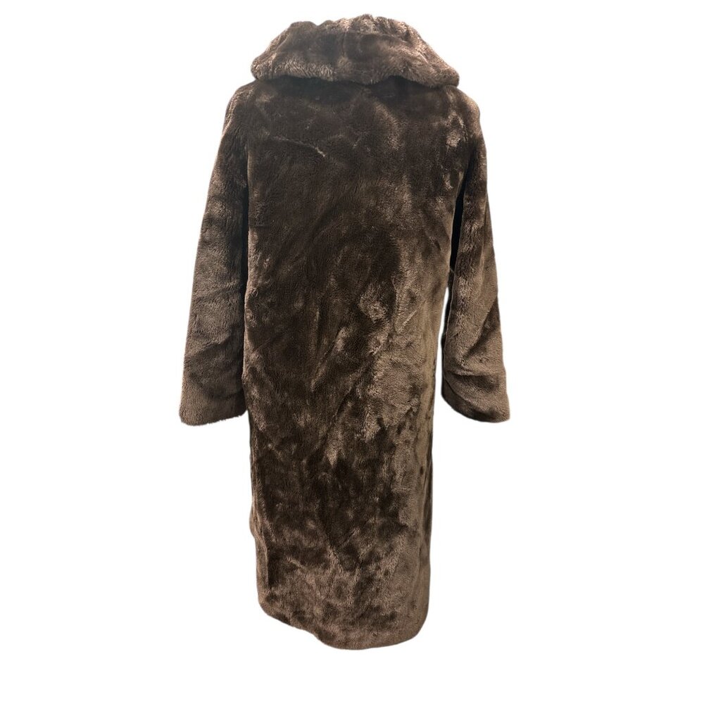 Vintage NORBA Brown Faux Fur Long Women’s Medium Large Statement Winter Coat - Picture 5 of 14